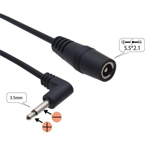 1 Pcs Effect Pedal Adapter Plug Coverter Cable 5.5*2.1mm to Positive Tip 3.5mm (1/8") Black