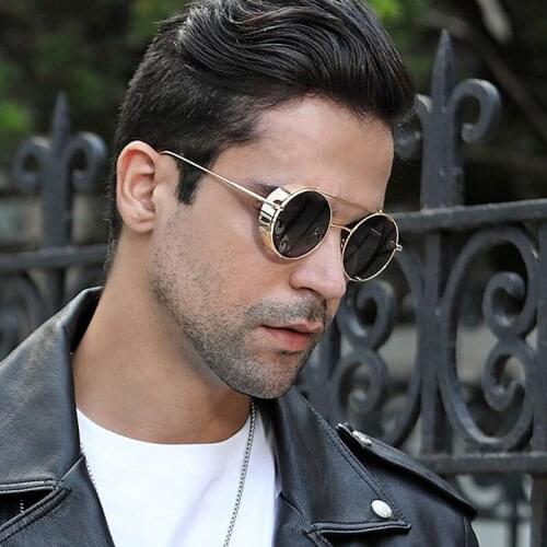 2021 Retro Steampunk Sunglasses Men Women Round Sun Glases Brand Designer Steam Punk Style Eyeglasses Female Uv400 Metal Eyewear