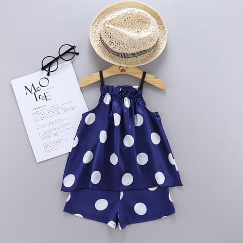 TELOTUNY Baby Kids Girls Dot Print Suspender Pajamas Set Silk Comfort Home Sleepwear Sling Tops+Shorts Summer Nightwear Outfits