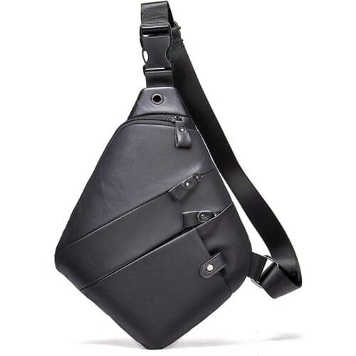 Vintage Men Chest Bags Cow Leather Shoulder Bags Package For Young Man Handbag Luxury Sling Bags Phone Holder Large Purse