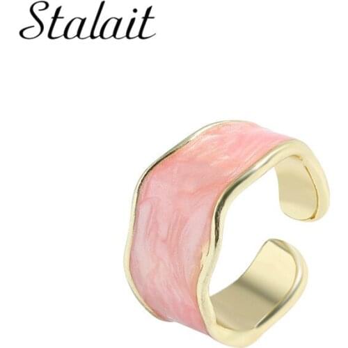 Twisted Metal Open Rings Gold Drip Alloy Creative Ring Simple Style Wide Ring Woman Lucki Charm Ring Valentines Jewelry New