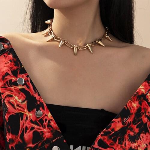 1PCS Spike Rivet Necklace Punk Goth Handmade Rivets Chokers Necklace Rock Gothic Chokers