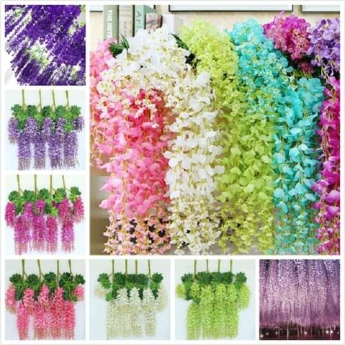 12 Pieces Artificial Silk Flower Wisteria Flower Vine Rattan Home Wedding Decoration 75cm and 110cm Available