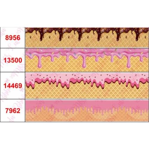 16mm-75mm Ice Cream Cone Doughnut Printed Grosgrain/Foe Ribbon Waffles Cookies DIY Hair Bowknots Gift Packing 50yards/roll