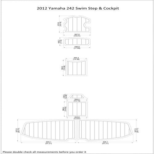 2012 Yamaha 242 Swim Step & Cockpit Pad Boat EVA Teak Decking 1/4" 6mm