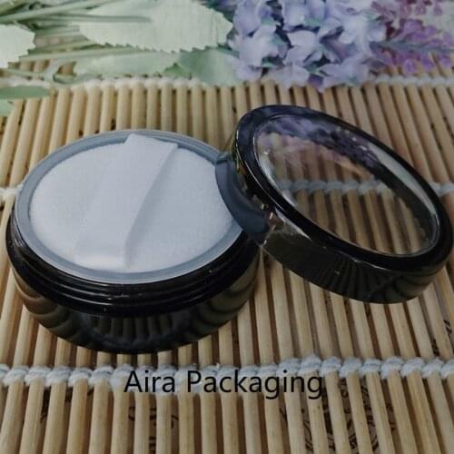 5G 50pcs/lot Black Plastic Empty Loose Powder Jar n Sifter DIY Elegant Cosmetic Powder Refillable Container Portable Makeup Tool