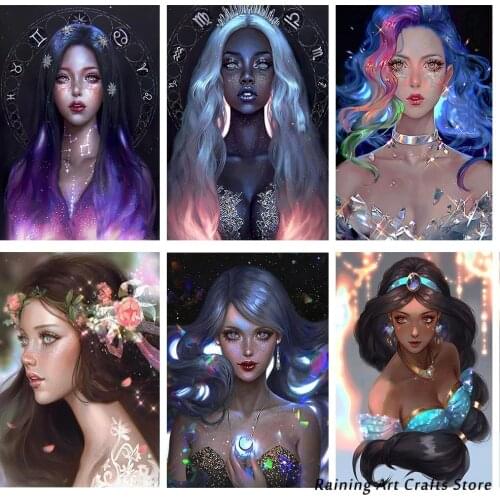 5D Diy Diamond Painting Girl Princess Portrait Full Square/round Drill Inlaid Rhinestone Cross Stitch Kits Home Decoration Gift