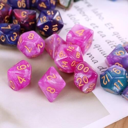7pcs/set Dichromatic D4 D6 D8 D10 D12 D20 Polyhedral Dices Numbers Dials Desktop PXPF