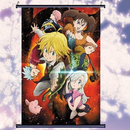Anime Nanatsu no Taizai Seven Deadly Sins Meliodas Ban King Zeldris Hawk Painting Fabric Wall Scroll poster cosplay Home Decor