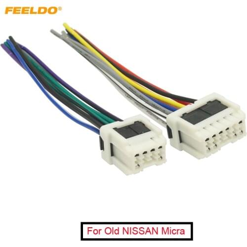 FEELDO 1Pair Car Stereo Power Wiring Harness Adapter For Old NISSAN Micra Patrol Skyline Sunny Primera Radio Wire Plug #5712