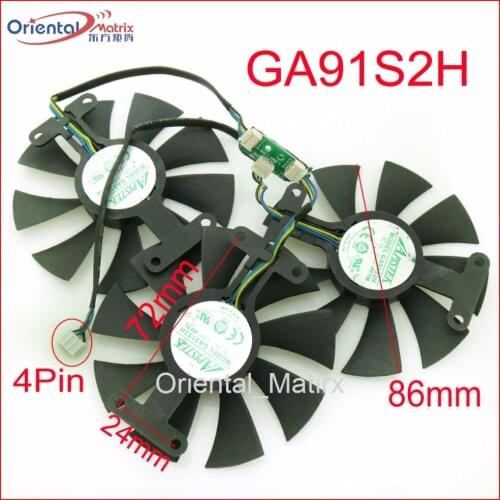 Free Shipping 3pcs/Lot GA91S2H 12V 0.35A 4Pin 86mm VGA Fan For ZOTAC GTX980TI-6GD5 GTX980TI Graphics Card Cooler Cooling Fan