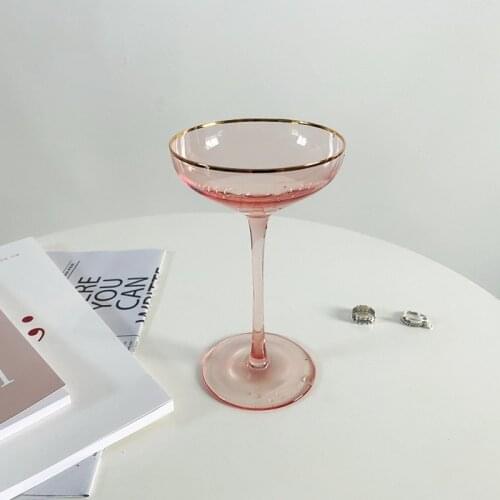 Nordic style web celebrity sweet glass champagne glass ice wine glass cocktail glass pink crystal goblet wine glass