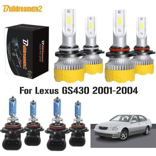 Buildreamen2 4 Pieces Car Headlight High Low Beam LED Halogen Bulb Headlamp 12V For Lexus GS430 2001 2002 2003 2004