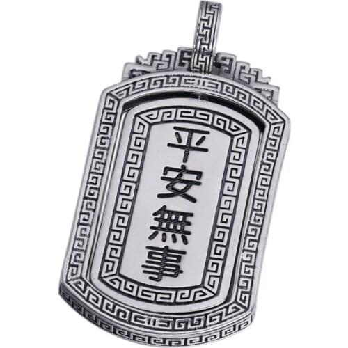 100% Real 925 Sterling silver Jewelry for Men Women Letter lucky Peace Card Necklace Pendant 2021 New Arrival