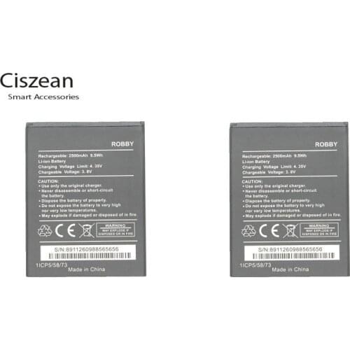 Ciszean 2x New 3.8V 2500mAh Replacement Robby Battery For Wiko ROBBY Batterie Bateria Cell Phone Batteries