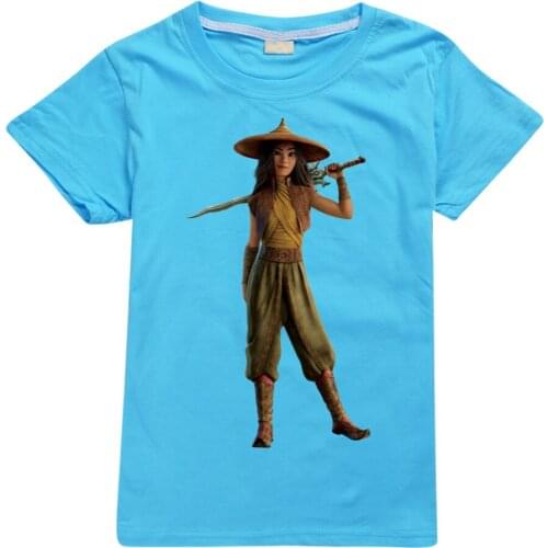 Kids Girls T-shirt Raya and The Last Dragon Fashion Summer Short Sleeve Cotton Tshirt Boys Tops Tees Children Cartoon Clothes