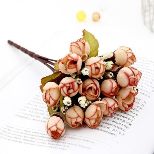 12pcs/lot Artificial Flower 2CM Silk Spring Rose Bride Bouquet Home Wedding Decor Scrapbooking DIY Supplies