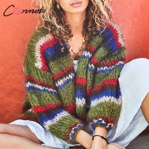 Conmoto harajuku patchwork korean cardigan women high fashion knitted cardigans sweater casual ladies cardigans cardigan