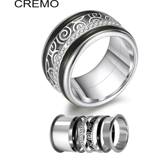 Cremo Stainless Steel Rings Vintage Band Zircon Ring Black mysterious Rings Interchangeable Bijoux Femme Ring