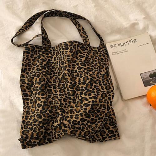 Korean Ulzzang canvas bag Women new Vintage shopper bag leopard Bag hip hop shoulder bag fashion casual fun Messenger bags