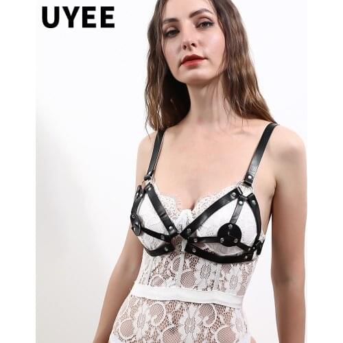 UYEE Leather Body Harness Bra Sexy Lingerie Bdsm Bondage Belt Harness For Women Goth Punk Garter Stockings Female Belt Suspender
