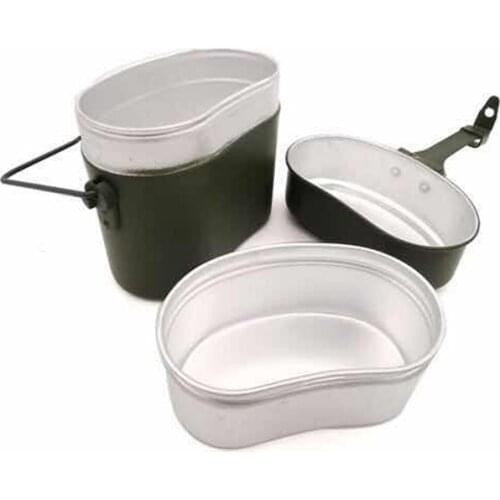 New WWII Germany Military Green 3pcs in 1 Camping Cookware Cook Set Hiking Survival Bento Lunch Boxes Pot/Bowl Outdoor Camping