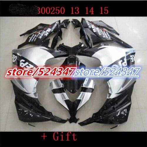 Injection molding For KAWASAKI NINJA 300 13 14 EX 300 Silver black not grey EX300R 300R ZX300R EX300 2013 2014 Fairing