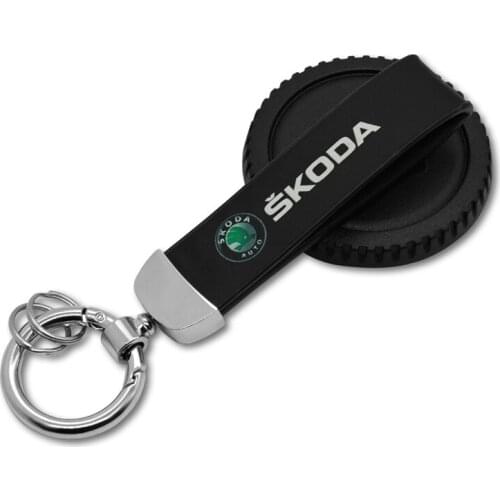 Metal+Leather Car Keychain Key Chain Car Interior For Skoda Octavia Rapid Fabia Superb Kodiaq Scala Karoq Kamiq Auto accessories