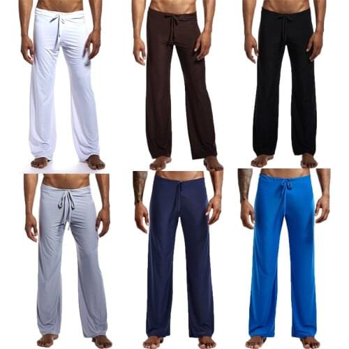 Mens Sleepwear Sleep Bottoms Loose Sports Yoga Pants Elastic Waist Trousers Pajamas Slip Homme Casual Sportwear Plus Size