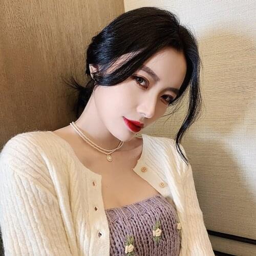 New Korean pearl simple temperament tide neck net red necklace niche cold wind collar clavicle chain female jewelry accessories