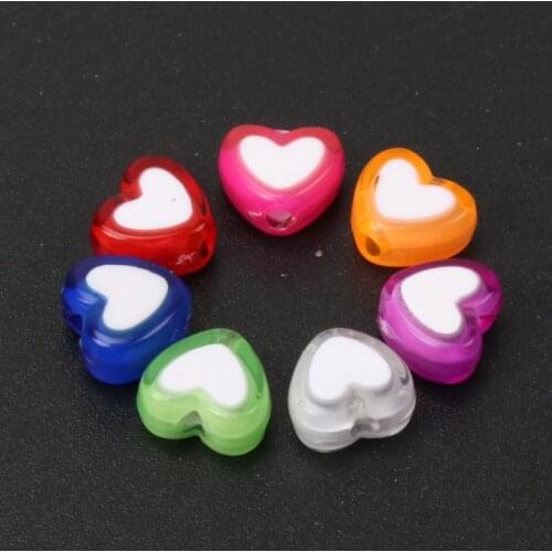 Wholesale Diy Mixed Color Acrylic Heart Beads Spacer Loose Beads For Jewelry Making 8x8mm 100pcs