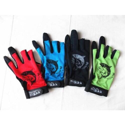 Wholesale pairs/lot Three Fingerless Fishing Gloves Anti-Skid Fingerless Fishing Gloves Lure Gloves Hunting Gloves