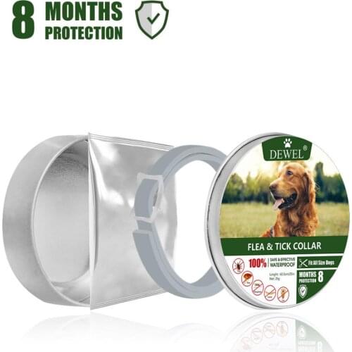 Dewel Dog Cat Collar Flea and Tick Collar Anti Mosquitoes Dogs Pets Accessories Waterproof Flea Collar 8 Months Protection