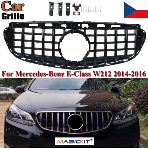 MagicKit FOR MERCEDES E CLASS W212 FRONT GRILLE PANAMERICANA GT STYLE GLOSS BLACK 14-2016