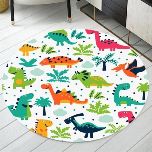 Dinosaur Family Round Carpet Jurassic Non Slip Area Rugs Animals Floor Mat For Kids Cartoon Floor Mat for Bedroom Dropshipping
