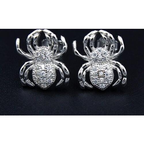 Spider Shape 925 Sterling Silver Jewelry Stud Earrings For Women Pave Top Grade Tiny Cubic Zirconia Brinco Pendientes LS585032