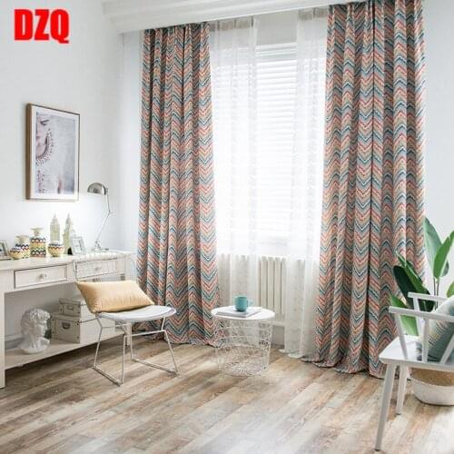 Modern Boutique Curtains for Bedroom Living Room Simple Polyester Cotton Printed Screens Fabrics