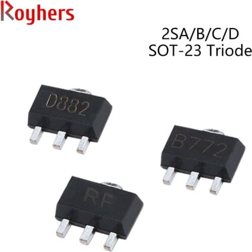 10Pcs SMD PNP Transistor NPN Power Triode 2SB772 B772 2SA1020 NY 2SB806 KQ 2SC2873 MY 2SC3357 RF 2SD1898 DF 2SAR553 IC SOT-89