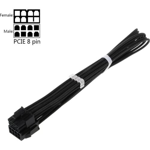 30/40CM Black GPU PCI-E 8 Pin (6+2) Male to Female Power Extension Cable for PC
