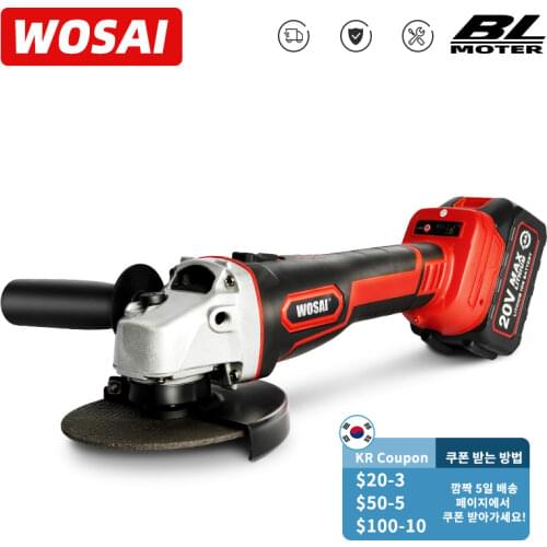 WOSAI Cordless Electric Brushless Angle Grinder 20V Lithium-Ion Grinding Machine Electric Grinder Polishing Cutting Power Tools