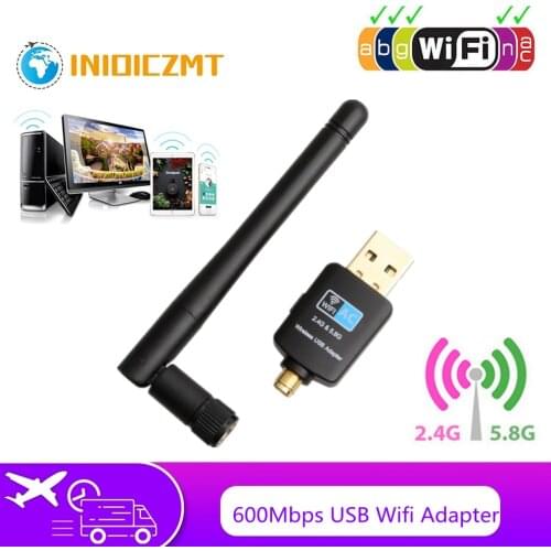 INIOICZMT 600Mbps USB Wifi Adapter 5.8G+2.4G Hz USB Wifi Receiver Wireless Network Card USB Wifi High Speed Antenna Wifi Adapter