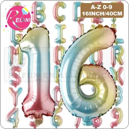 16inch Happy Childrens Birthday Balloon Foil Gradient Rainbow A-Z 0-9 Ballons Letter Balon Helium Baloes Wedding Party supplies