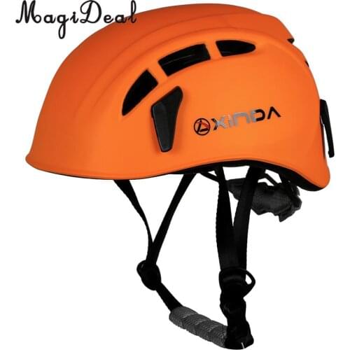 MagiDeal Outdoor Safety Helmet Rock Climbing Tree Caving Kayaking Rappel Rescue Hard Hat Orange for Boating Camping Equipment