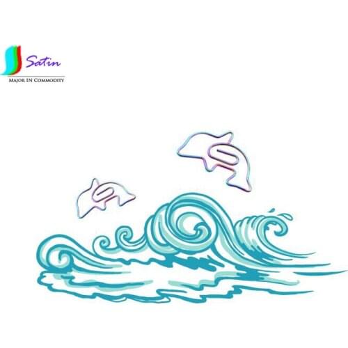 Colorful Creative Styling Paper Clip Dolphin Mermaid Electroplating Cute Paper Clips Stationery Bookmarks Size 31mm*25mm S252P