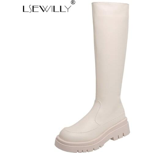 Lsewilly 2021 New Women black white thick Heels Boots Lady Riding Cowboy Boots Winter Designer Round Toe Knee Thigh High Boots