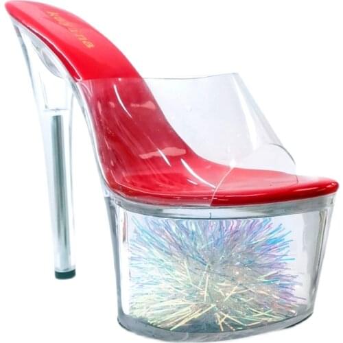 Womens Sandal Platform Slippers 17cm Clear Heels For Women Sexy Transparent High Heel Flip Flops Summer Slippers Vrouw Slippers