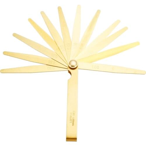 Uxcell Metric Thickness Feeler Gauge 0.05-1mm 13 Blades Brass Measure Tool Width Gap