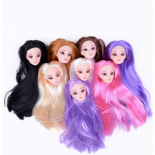 1PCS Hot Sale Doll Head with Colorized straight Hair for Doll 1/6 Dolls Wholesale 9 Styles
