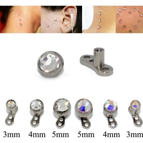 1Pc Clear & AB Zircon Top Dermal Anchor Piercing Micro Dermal Surface Hide in Skin Drivers Piercing WIthin G23 & Steel Base
