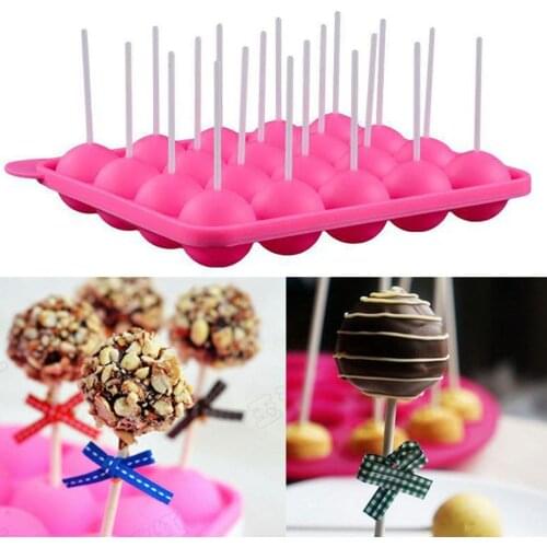 20 Holes 1PC Baking Tool Chocolate Ball Cupcake Cookie Candy Maker Silicone Pop Lollipop Mold Stick Tray Cake Mould